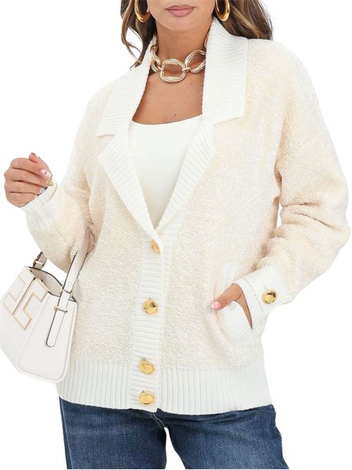 Cardigan panna in ciniglia Elisabetta Franchi | MK44S57E2DZ9
